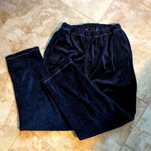NEW Gorgeous navy velour pants.  Pull on. Size Large. (Sz 14-16)